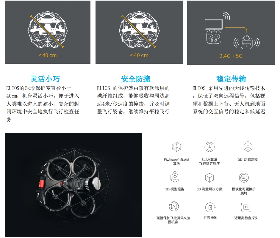 ELIOS 3 防撞雷火竞技下载机应用于石化管道、锅炉、辐射环境等视觉检测 ELIOS 3 防撞雷火竞技下载机应用于石化管道、锅炉、辐射环境等视觉检测
